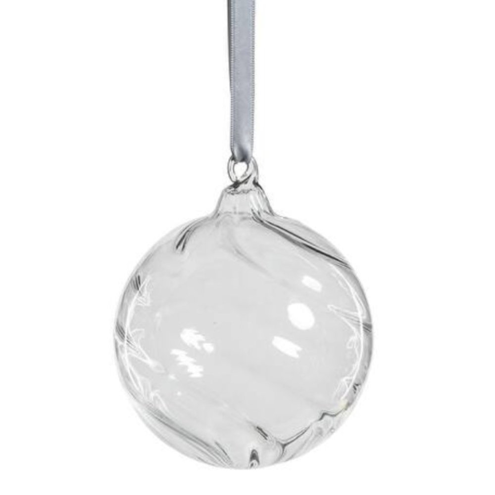 Zodax Set of Six 4" Glass Swirl Christmas Ornaments
